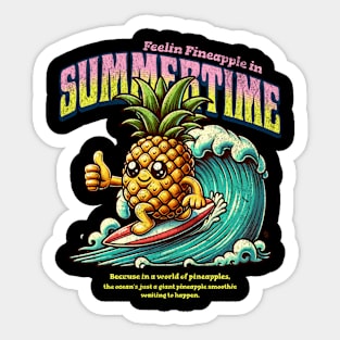 Pineapple surfing summertime Sticker